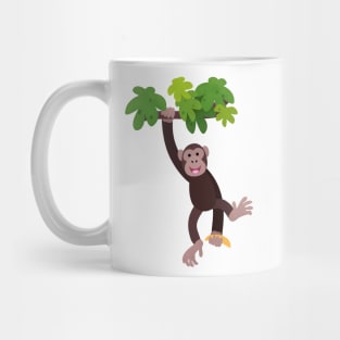 Cute chimpanzee in jungle hanging cartoon Mug